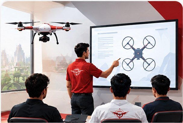 Instructor guiding trainees through a remote pilot training session